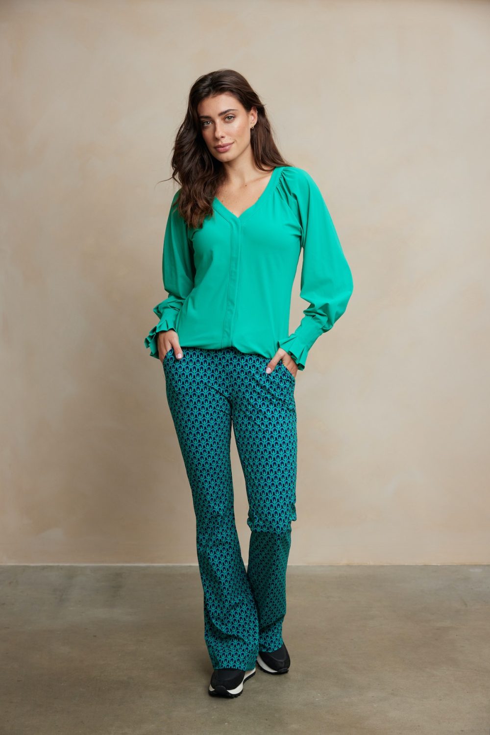 Aime | Joyce Blouse - Lucky Green | Travelstof - Morgen in huis