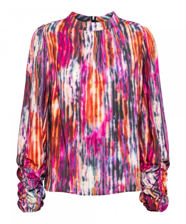 &Co Woman - Magnolia Watercolor - Raspberry Multi Travelstof Top And Dames kleding Blouse Lange Mouw