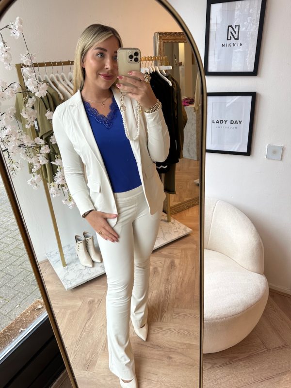 Aime Balance | Sanne Blazer - Bone | Travel fabric - Tomorrow at home - Women's clothing - Aime - White - Creme