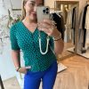 Aime balance | travelstof tamara blouse retro green print groen