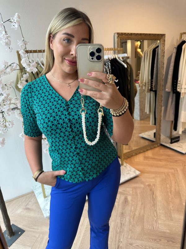 Aime balance | travel fabric tamara blouse retro green print green