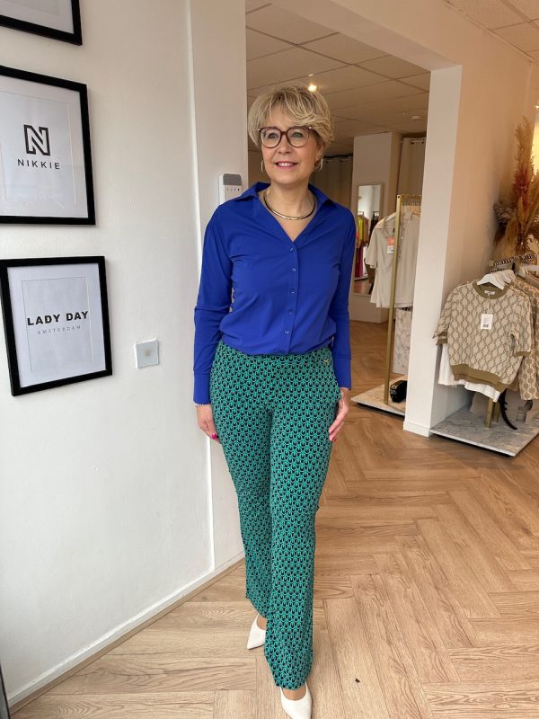 Aime Balance - Serena Flared - Retro Greens Print | Tomorrow at Home - Trousers - Green - Women's Clothing -. 