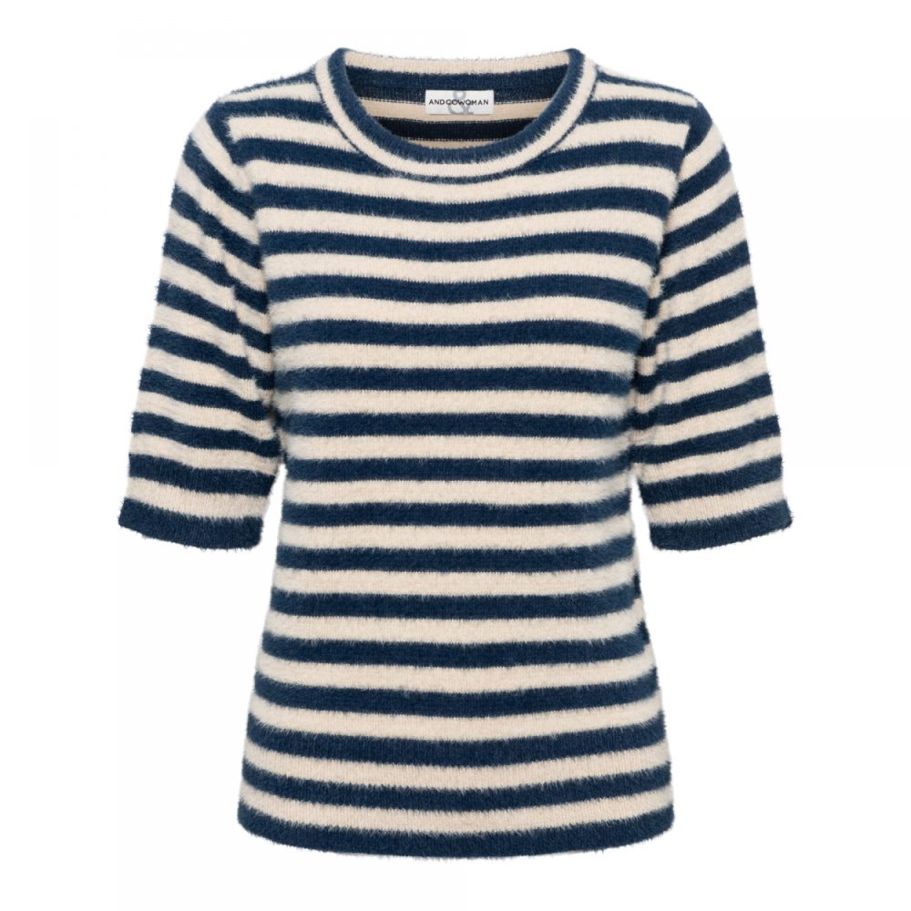 &Co Woman - Belen Stripe - Denim Multi | Morgen in huis - Top - Blauw - Wit - Dameskleding