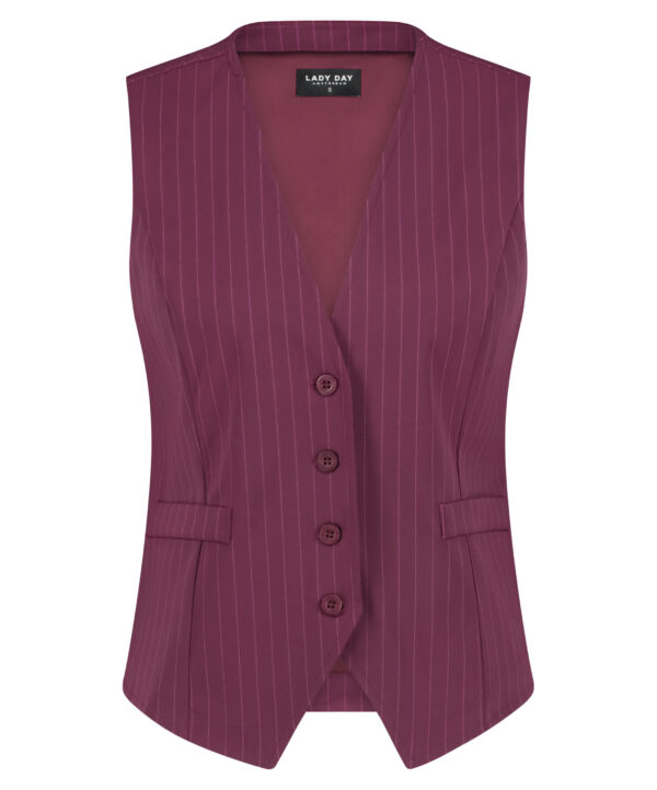 Lady Day - Gilet Jade - Cherry Pinstripe Print