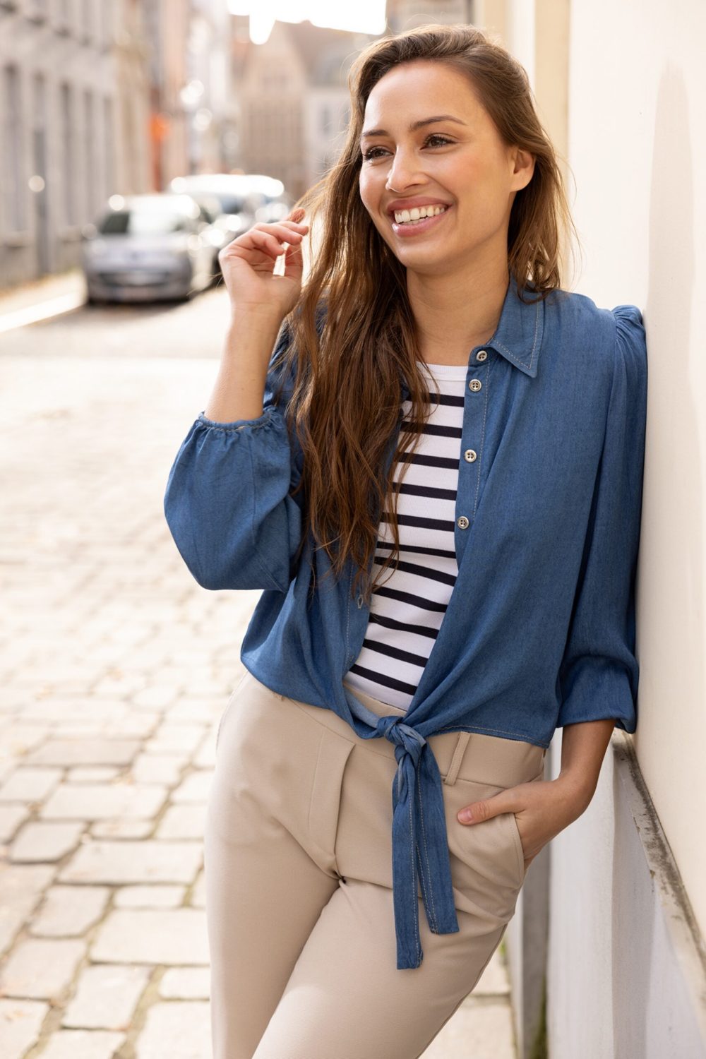 &Co Woman - Savi Top Stripe - Multi Navy Trui Streep Blauw Wit Dames mode Vrouwen kleding