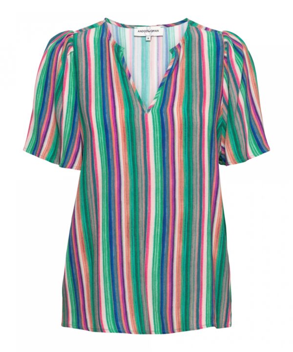 &Co Woman - Ella Striped Top - Green Multi