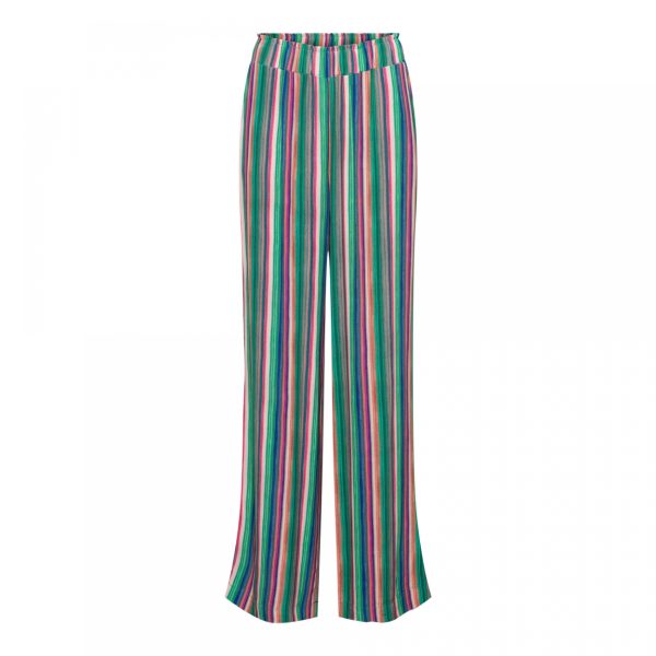 co-woman-Julie Trouser Striped - Green Multi Ladies Trousers Andco Woman Women's Clothing Fashion