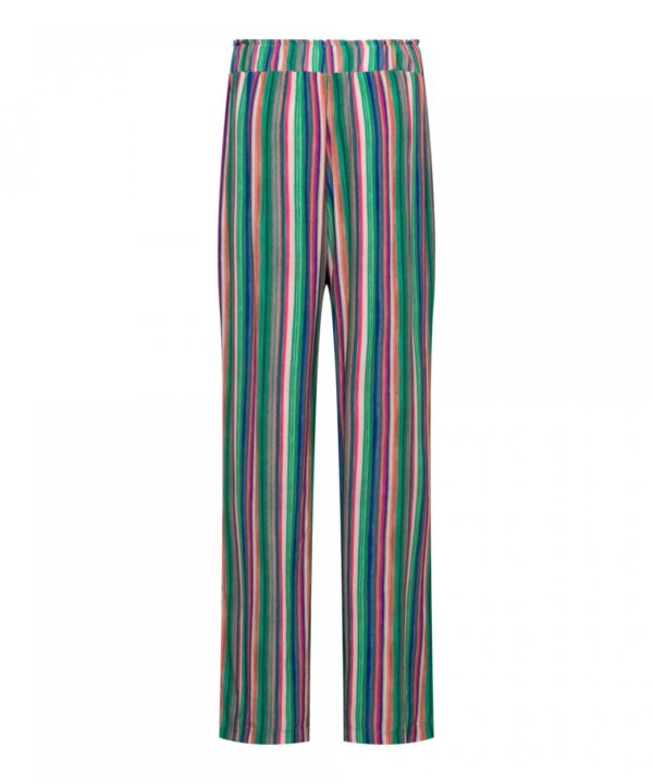 co-woman-Julie Trouser Striped - Green Multi Damesbroek Andco Woman Vrouwen kleding mode