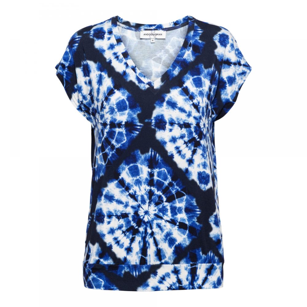 &Co Woman - Lucia Tie Die - Dark Navy Multi Damesblouse Top voor vrouwen