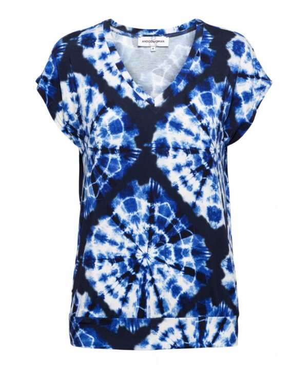 &Co Woman - Lucia Tie Die - Dark Navy Multi Damesblouse Top voor vrouwen