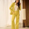 Aime - Hazel Pants - Lime Green - Travelstof - Damesbroek - Uitlopende pijp - Groen