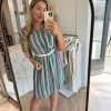 &Co Woman - Alexis Striped Dress - Green Multi | Morgen in huis