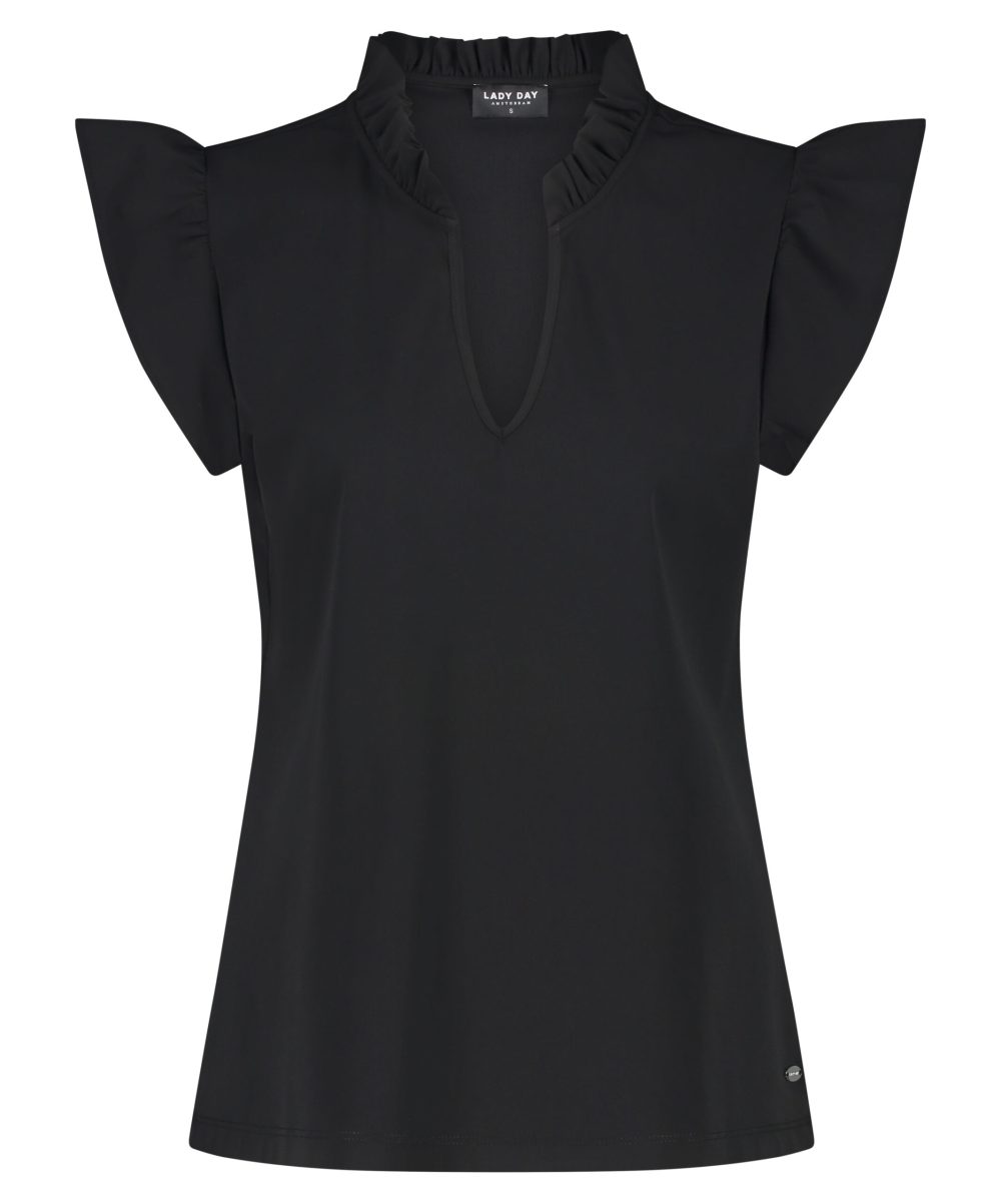 Lady Day - Top Julia - Black | Travelstof zwart