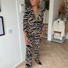 Lady Day - Skyler - Zebra Camel Dames Mode Broek Print Kleding