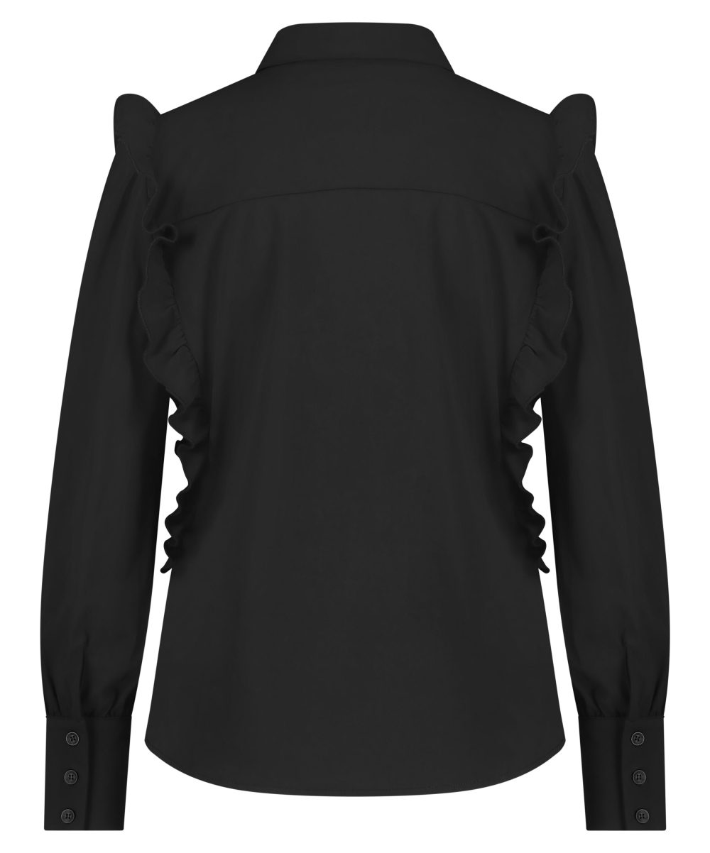 Lady Day | Blouse Bentley - Black - Travelstof | Morgen in huis Zwarte blouse voor dames vrouwen kleding mode in zwart Stretch comfortabel
