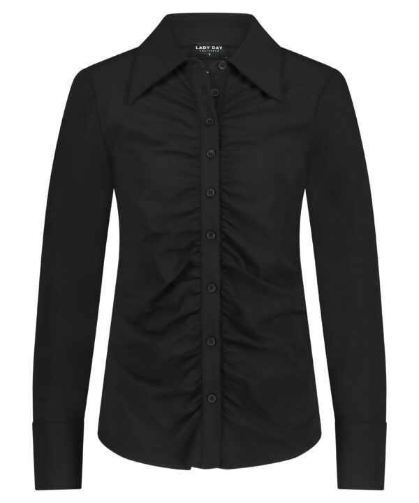 Lady Day - Blouse Mabel - Black Travelstof Blouse voor dames online kleding voor vrouwen nieuwe collectie blouse en broeken stretch