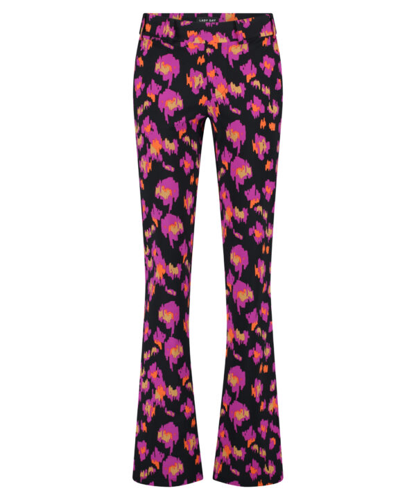 Lady Day | Poppy Flared - Art Leopard Print Travelstof Broek Kleding voor vrouwen dames Flair