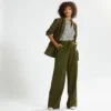 LaLotti - Omar blazer - Khaki travelstof donkergroen