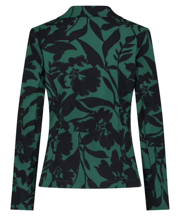 Lady Day - Blazer Billy - Mystic Flower - Travelstof - Damesblazer - Jasje - Bloemenprint - Groen Green - Black Zwart.