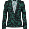 Lady Day - Blazer Billy - Mystic Flower - Travelstof - Damesblazer - Jasje - Bloemenprint - Groen Green - Black Zwart.