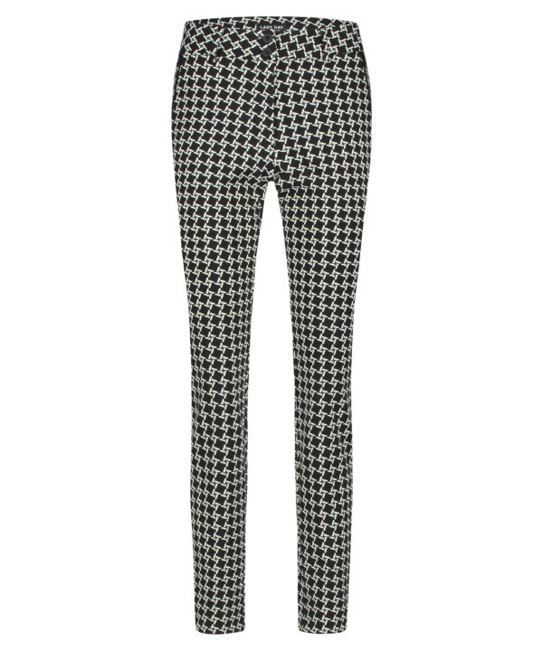 Lady Day - Colette Zip - Mystic Check Print - Travelstof - Damesbroek - Trouser - Broek - Zwart Wit Geblokt - Black White.