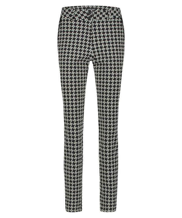 Lady Day - Colette Zip - Mystic Check Print - Travelstof - Damesbroek - Trouser - Broek - Zwart Wit Geblokt - Black White.