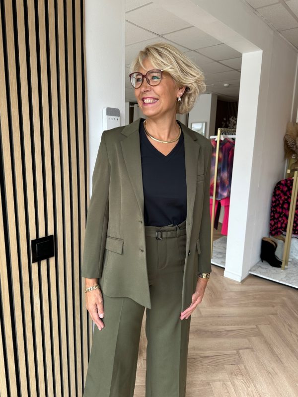 LaLotti - Omar blazer - Khaki travelstof donkergroen