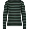 Lady Day - Top Jane Long Sleeve - Mystic Green - Travelstof - Damestop - trui - Kol - strepen - donkergroen zwart - Lange mouw.
