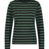 Lady Day - Top Jane Long Sleeve - Mystic Green - Travelstof - Damestop - trui - Kol - strepen - donkergroen zwart - Lange mouw.