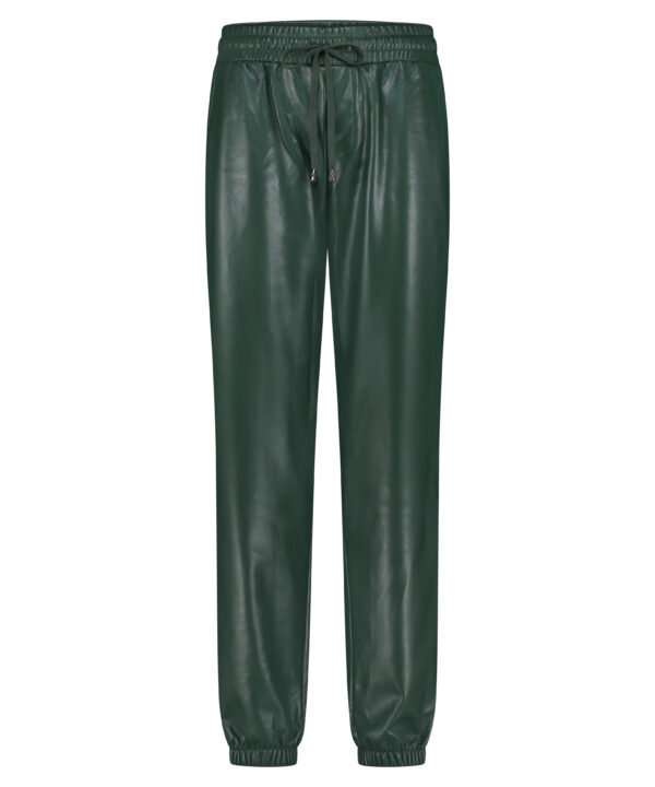 Lady Day - JoJo Trouser - Mystic Green - Travelstof - Damesbroek - donkergroen - Leer - Leren broek - Leather.