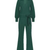 Lady Day - Jumpsuit Lizzy - Mystic Green - Travelstof - Dames jumpsuit - Dames Pak - Donkergroen - Wijde pijp.