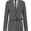 Lady Day - Blazer Lois - Mystic Check - Travelstof - Damesblazer - Met ceintuur - zwart wit geblokt - Jasje