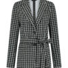 Lady Day - Blazer Lois - Mystic Check - Travelstof - Damesblazer - Met ceintuur - zwart wit geblokt - Jasje