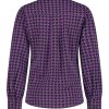 Lady Day - Mila Blouse - Twilight Check - Travelstof - Paars Zwart - Purple Black - Lange mouw - Long sleeve - Geblokte blouse - Dames Blouse