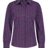 Lady Day - Mila Blouse - Twilight Check - Travelstof - Paars Zwart - Purple Black - Lange mouw - Long sleeve - Geblokte blouse - Dames Blouse