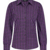 Lady Day - Mila Blouse - Twilight Check - Travelstof - Paars Zwart - Purple Black - Lange mouw - Long sleeve - Geblokte blouse - Dames Blouse