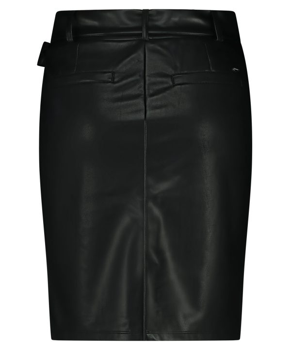 Lady Day - Skirt Nicole - Black - Travelstof - Damesrok - Leer - Leather - Ceintuur - Rok