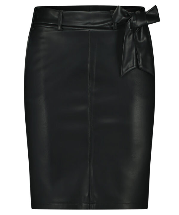 Lady Day - Skirt Nicole - Black - Travelstof - Damesrok - Leer - Leather - Ceintuur - Rok