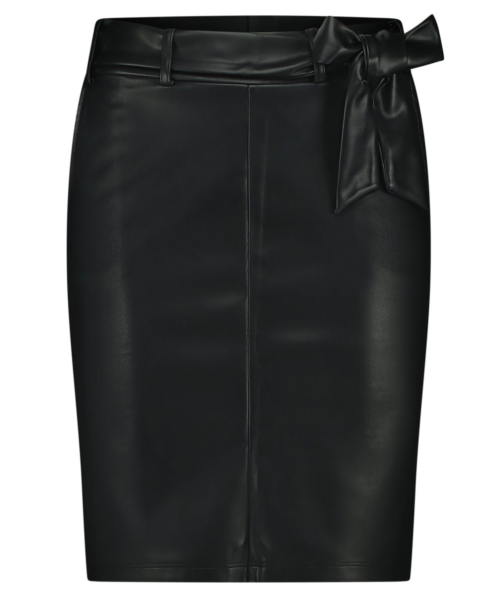 Lady Day - Skirt Nicole - Black - Travelstof - Damesrok - Leer - Leather - Ceintuur - Rok