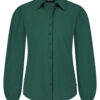 Lady Day - Blouse Philly - Mystic green - Travelstof - Damesblouse - Knopen - Donkergroen, - Dark Green - Lange mouw.