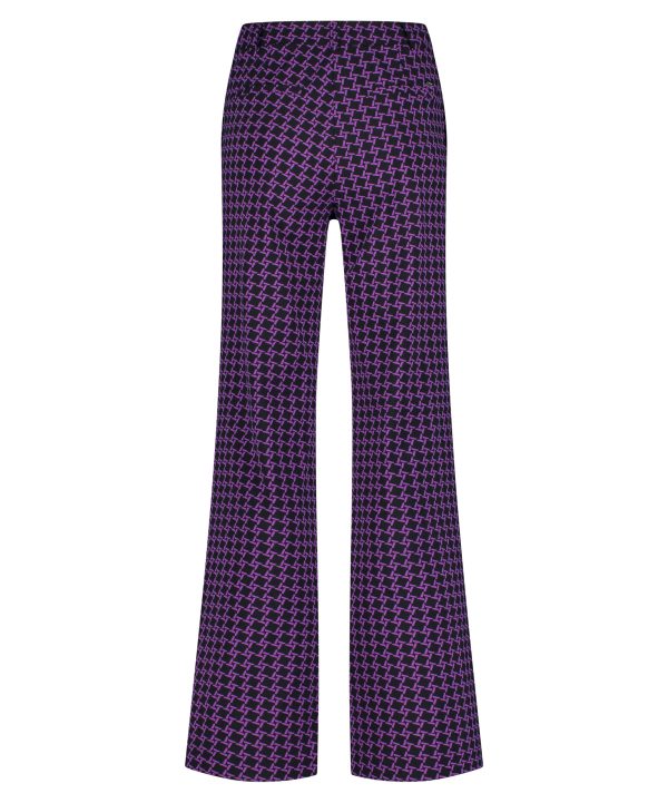 Lady Day - Trouser Phoenix - Twilight Check print - Travelstof - Paars Purple Black - Geblokt - Trouser - Wijde pijp