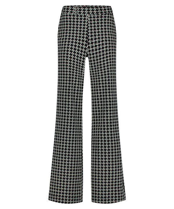 Lady Day - Trouser Phoenix - Mystic Check - Travelstof - Damesbroek - Zwart Wit - geblokt - Black White - Wijde pijp.