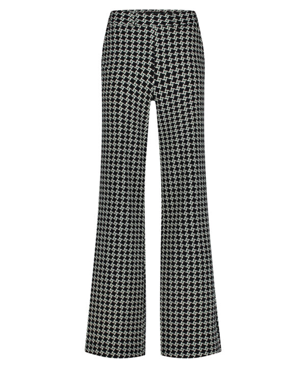 Lady Day - Trouser Phoenix - Mystic Check - Travelstof - Damesbroek - Zwart Wit - geblokt - Black White - Wijde pijp.