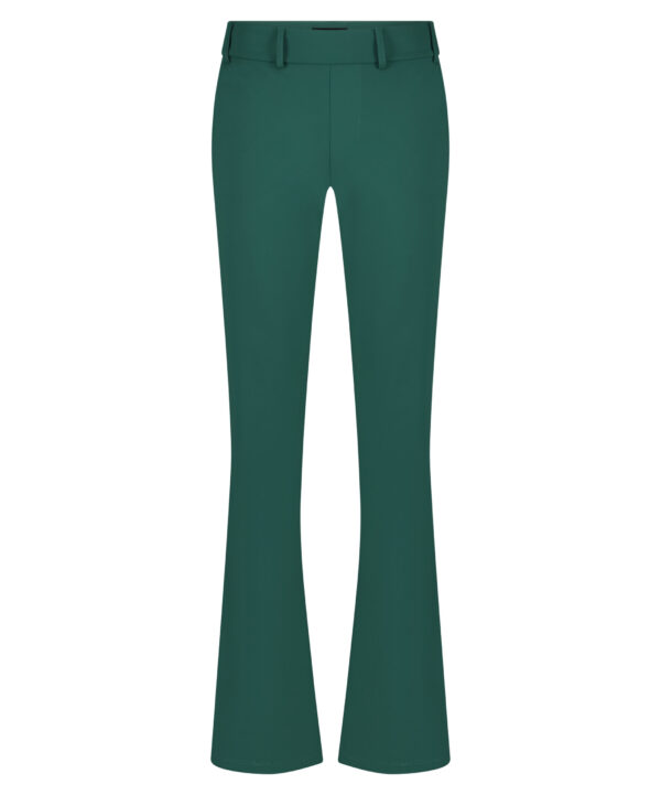 Lady Day - Poppy Flared - Mystic Green - Travelstof - Damesbroek - Donkergroen - Uitlopende pijp - Trouser.