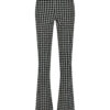 Lady Day - Poppy Flared - Mystic Check Print - Travelstof - Damesbroek - Trouser - Broek - Zwart Wit Geblokt - Black White - Uitlopende pijp.