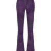 Lady Day - Poppy Flared - Twilight Check Print - Travelstof - Paars Purple - Zwart Black - Geblokt - Damesbroek - Trouser - uitlopende pijp.