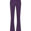 Lady Day - Poppy Flared - Twilight Check Print - Travelstof - Paars Purple - Zwart Black - Geblokt - Damesbroek - Trouser - uitlopende pijp.