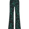 Lady Day - Skyler - Mystic Flower Print - Travelstof - Damesbroek - Wijde pijpen - Groen Zwart - Broek.