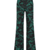 Lady Day - Skyler - Mystic Flower Print - Travelstof - Damesbroek - Wijde pijpen - Groen Zwart - Broek.