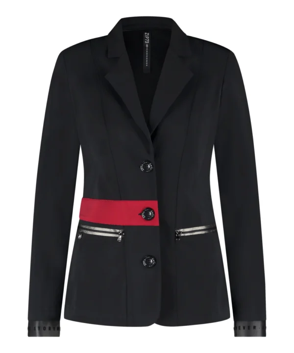 Zip73 - Blazer zippers - Black/Lipstick red - travelstof zwart rood